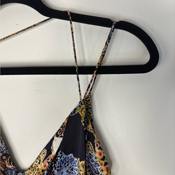 Atelier Nicole hiller 90’s -Y2K, black silk asymmetrical with medallion print - Picture 7 of 11